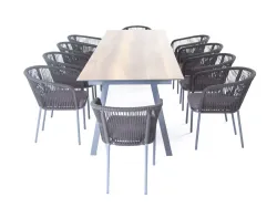 "Куба" обеденная группа на 10 персон, стол HPL "дуб", круглый роуп