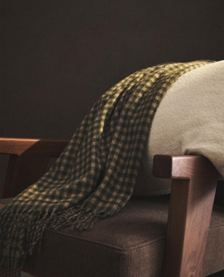 Zara Home - Клетчатый плед с бахромой, зеленый, 140x190 см