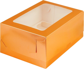 Коробка для 6 капкейков золото 235х160х100