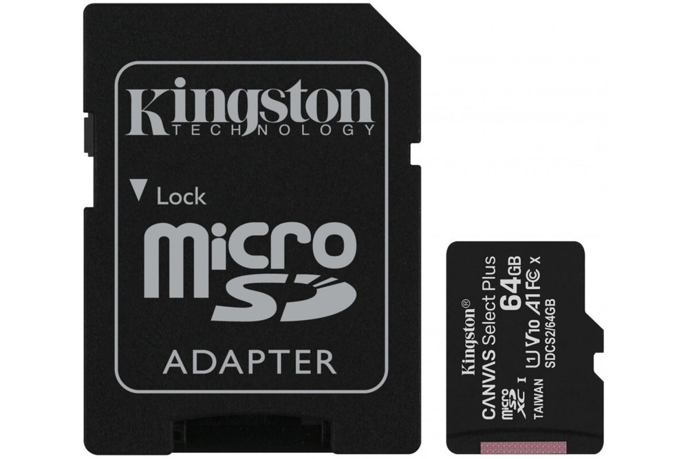 Карта памяти Kingston microSDXC Canvas Select Plus Class 10 UHS-I U1 (100/10MB/s) 64GB