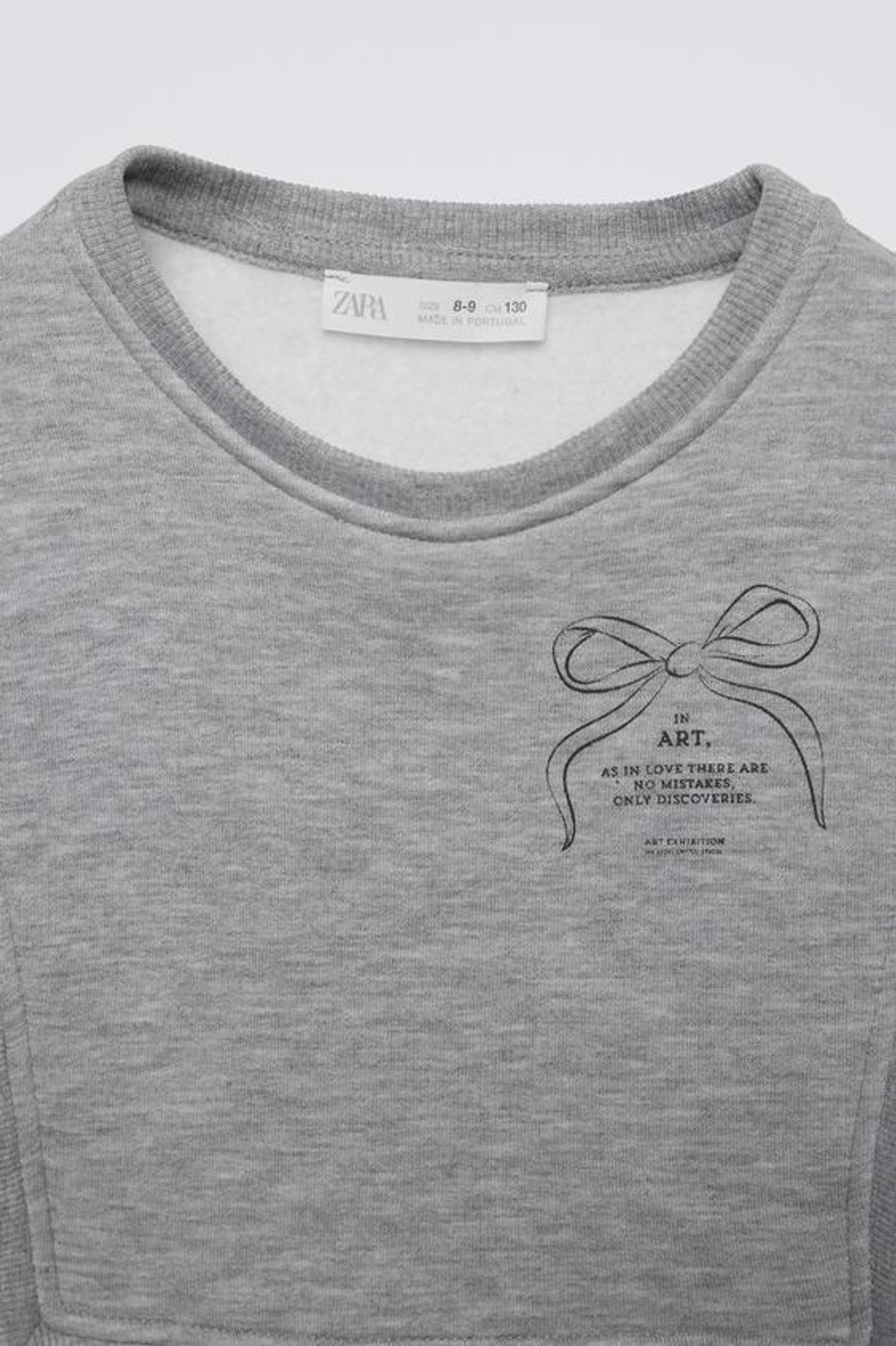 ZARA КОНТРАСТНАЯ РУБАШКА С БАНТАМИ, СЕРЫЙ С МЕЛАНЖЕВЫМ ЭФФЕКТОМ