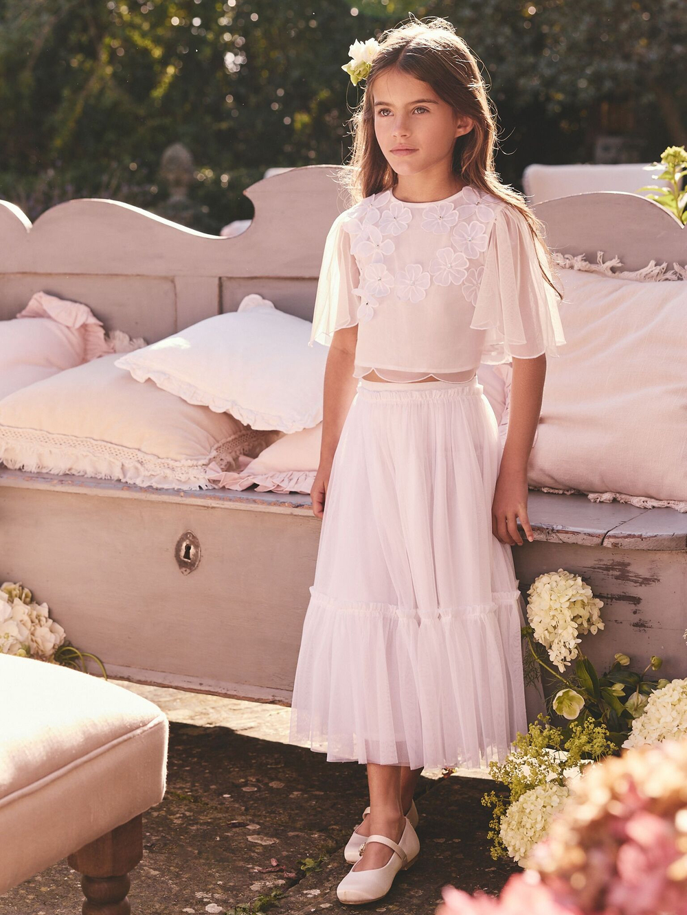 Топ и юбка в комплекте для девочки Next E58-302, Белый