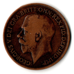 1 пенни 1918 год. Великобритания (Георг V). Бронза, диаметр 30.8 мм. VF