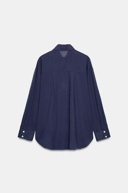 ZARA РУБАШКА ОВЕРСАЙЗ ИЗ ХЛОПКА, МОРСКОЙ СИНИЙ