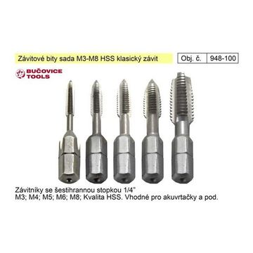 Набор метчиков-бит BIT1 M3-M8 HSS Bucovice Tools 948100