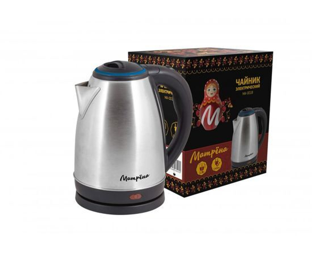 Чайник электр. Матрена МА-001 цвет крышки голубой (диск, 1,8л) 1,5кВт, нерж сталь, 5456