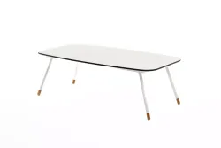 "Верона" журнальный стол из HPL 120х65, H40, каркас белый муар, цвет столешницы "молочный"