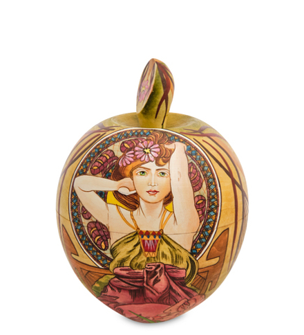 Народные промыслы МР-16/34-C Шкатулка-яблоко «Альфонс Муха - Драгоценные камни. Аметист»