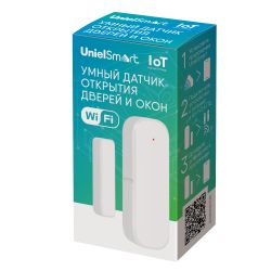 USN-A510 OS-WF WHITE Умный датчик открытия дверей и окон Wi-Fi. на батарейках AAAx2 н-к. PUSH оповещение. Накладной. Белый. Голосовое управление+приложение UnielSmart. TM Uniel