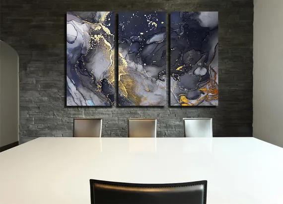 Модульная картина "Абстракция алкогольными чернилами"