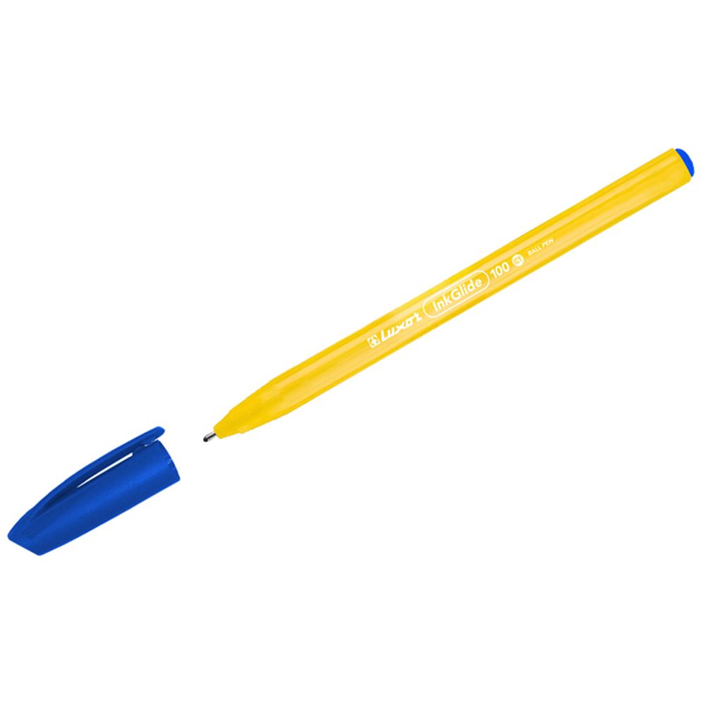 Ручка шариковая Luxor "InkGlide 100 Icy" синяя, 0,7мм, трехгран., оранжевый корпус, 1шт