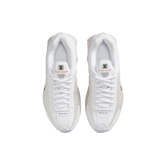 NIKE Shox R4 Детские кроссовки для треккинга низкого уровня Белый/Антонино-серый/Белый/Страсть Красный/Белый Юнисекс