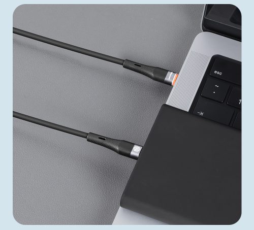 Кабель Type C-Type C с быстрой зарядкой PD 60W от Nillkin покрытый жидким силиконом черного цвета, серия Flowspeed Liquid Silicone Cable, длина 1,2м