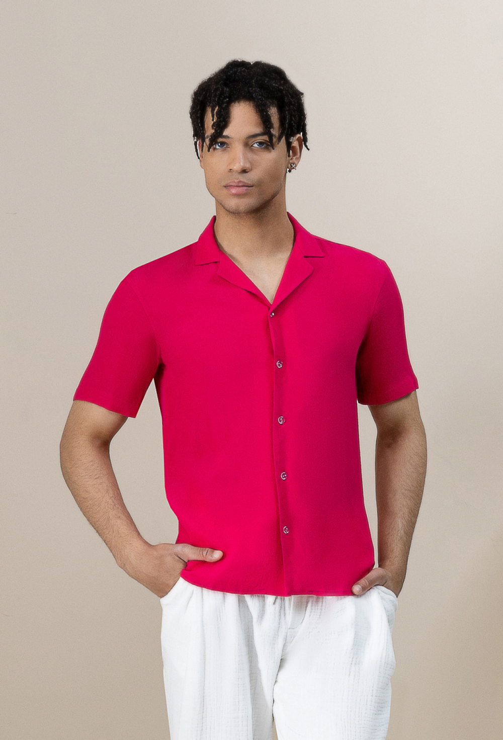 Рубашка с коротким рукавом фуксия 02-03-23 SS men