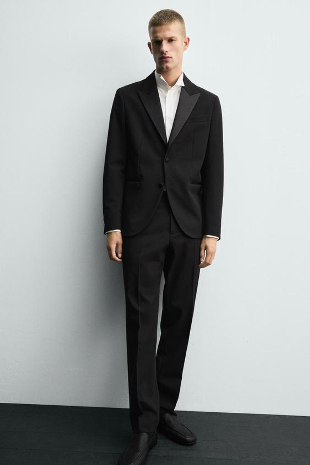 ZARA КОСТЮМНЫЕ БРЮКИ ИЗ СМЕСОВОЙ ШЕРСТИ, ЧЕРНЫЙ