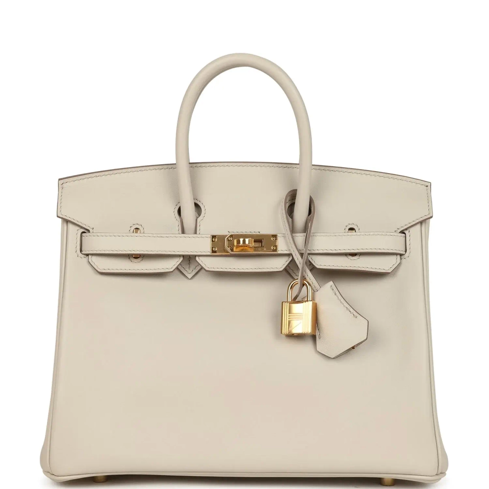 Оригинальная сумка из коллекции Y с золотой фурнитуро Hermès Birkin 25 Beton Swift
