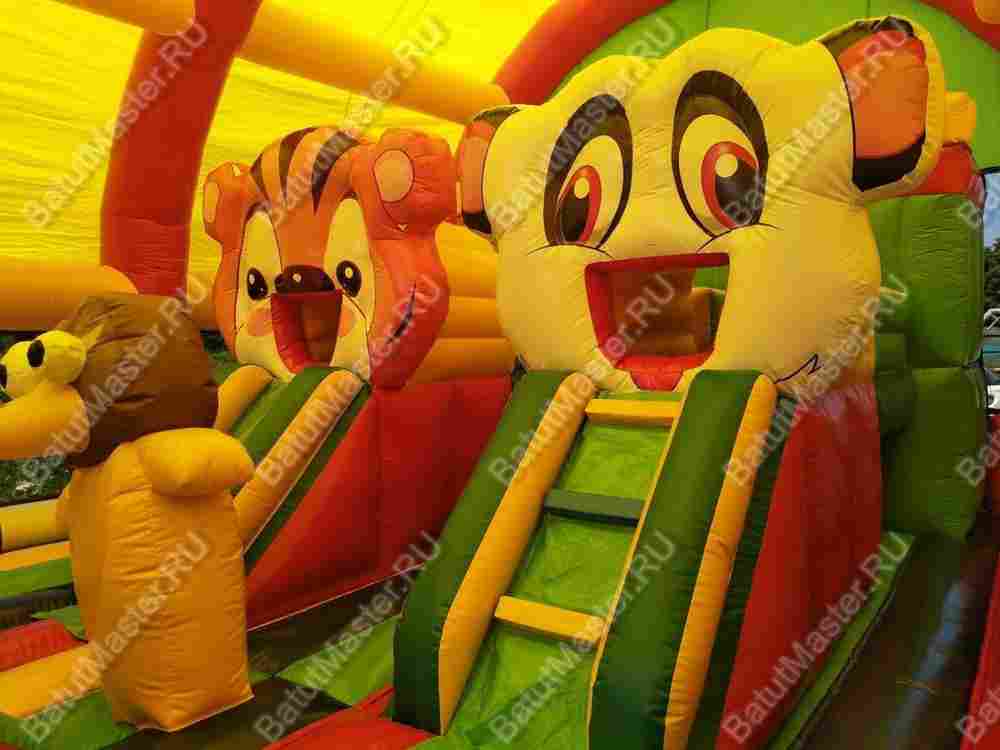 Надувной батут "Зверята с крышей" 11*7*6 м