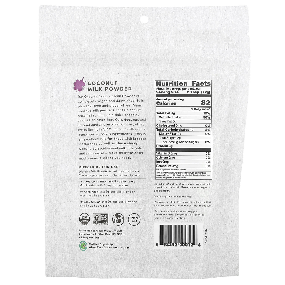 Wildly Organic, сухое кокосовое молоко, 227 г (8 унций)