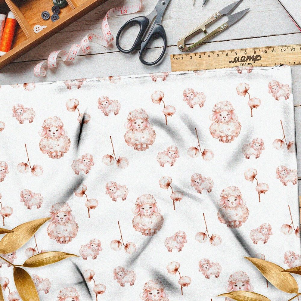 Ткань сатин милые овечки