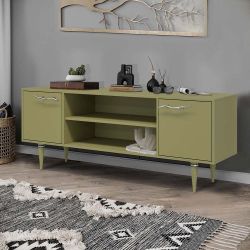 Тумба под ТВ Арт Колор matte 155см Классик Сильвер Зеленая олива матовая
