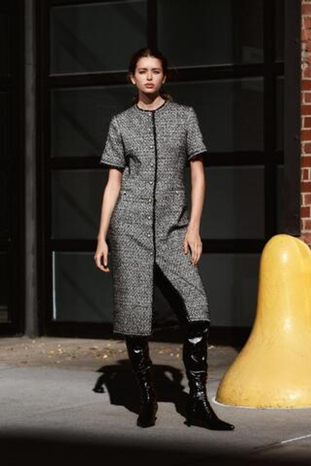 ZARA ПЛАТЬЕ МИДИ ИЗ РЕЛЬЕФНОЙ ТКАНИ — ZW COLLECTION, НАТУРАЛЬНЫЙ СЕРЫЙ