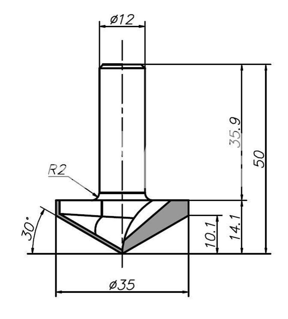 PCD фреза D.35x14x64 S.12