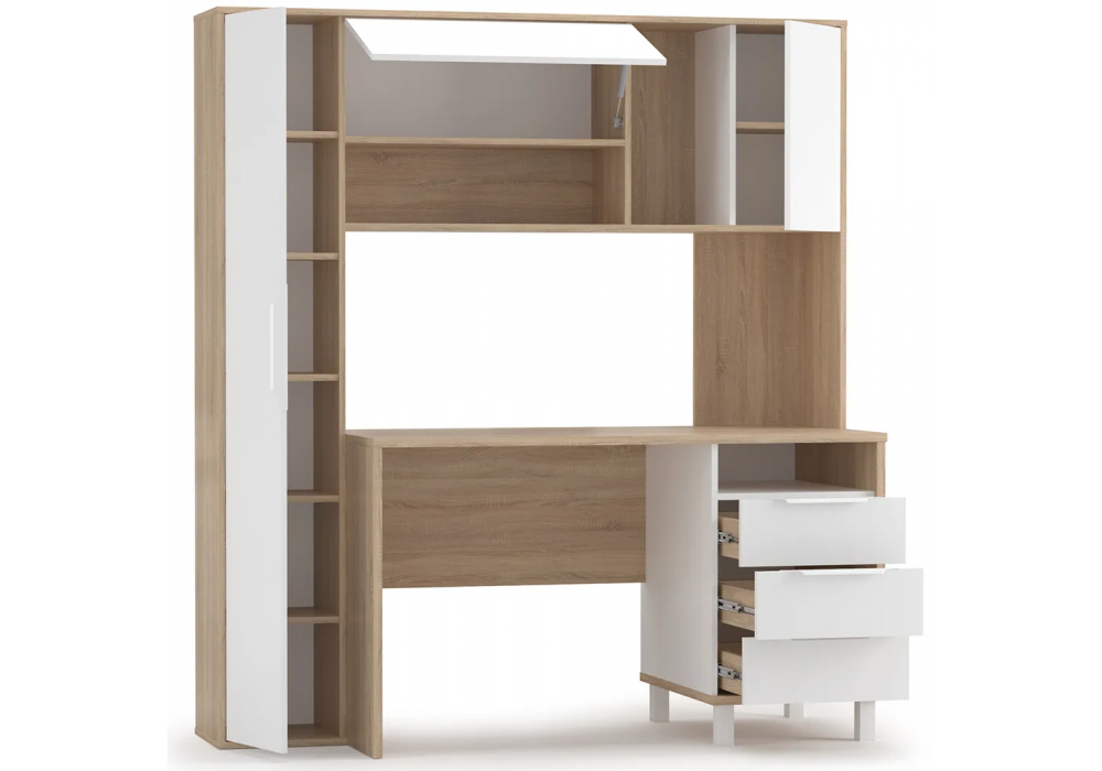 Компьютерный стол Woodville Комфорт 12.95 N дуб сонома, белый PE шагрень