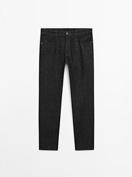Massimo Dutti Зауженные джинсы из смесового хлопка, черный