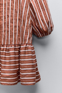 ZARA ПЛАТЬЕ В ПОЛОСКУ, ЧЕРЕПИЧНЫЙ