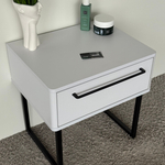 Тумба прикроватная на ножках ROYAL 5201 эко (Белый-Черный-р.черная)