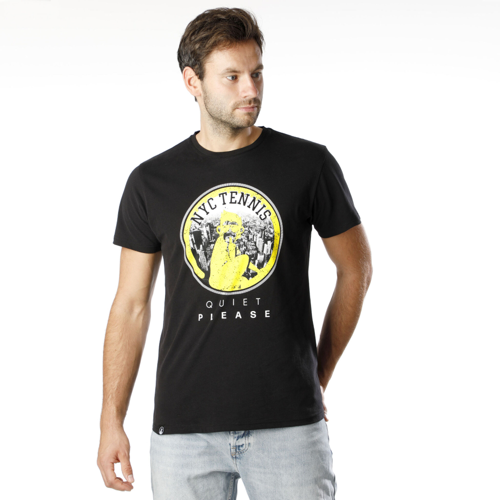 Мужское теннисное поло Quiet Please NYC T-Shirt Men - Black, Multicoloured
