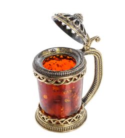 Народные промыслы AM-1078 Фигурка «Кружка Модерн» (латунь, янтарь)