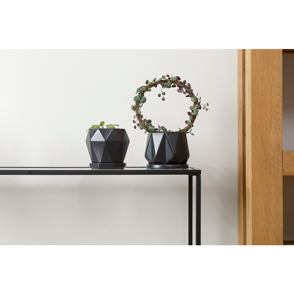 Горшок цветочный rhombus, 13,5 см, матовый черный