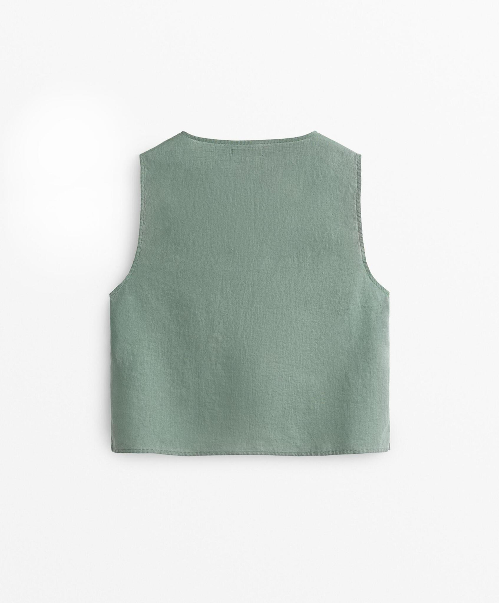 Oysho Топ с завязками из 100% льна, аквамариновый