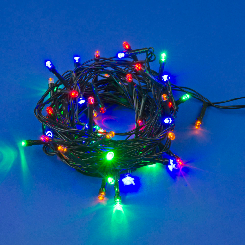 ULD-S0280-020/DGA MULTI IP20 Гирлянда светодиодная с контроллером, 20 светодиодов, длина - 2,8 м, цвет свечения - разноцветный, IP20, провод зеленый,