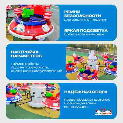 Электрическая Аттракцион карусель «Космическое приключение», 3,5×3,5×1,5 м