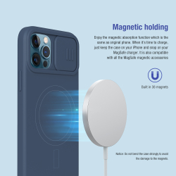 Чехол от Nillkin для iPhone 12 и 12 Pro, шелковистое силиконовое покрытие, серия CamShield Silky Magnetic Silicone c поддержкой беспроводной зарядки MagSafe