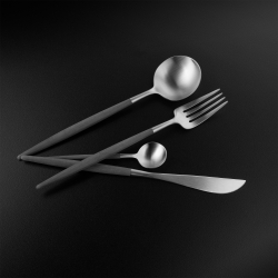 Набор столовых приборов на 6 персон 24 предмета Cutipol Goa matte grey в подарочной упаковке