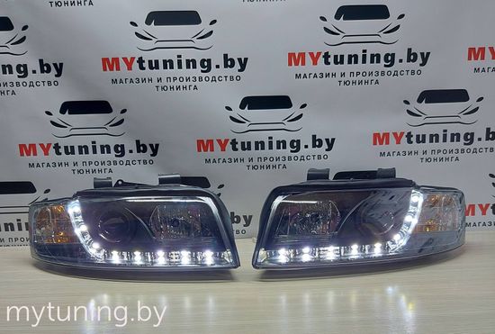 Передние фары daylight black для Audi A4 B6