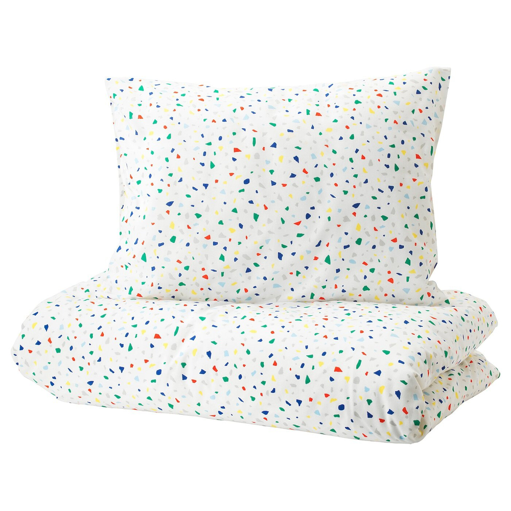 IKEA MÖJLIGHET  (ИКЕА МÖЙЛИГХЕТ)  -  Пододеяльник и наволочка, белый/мозаичный рисунок, 150x200/50x60 см