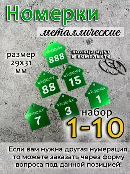 Номерки на ключи, металл