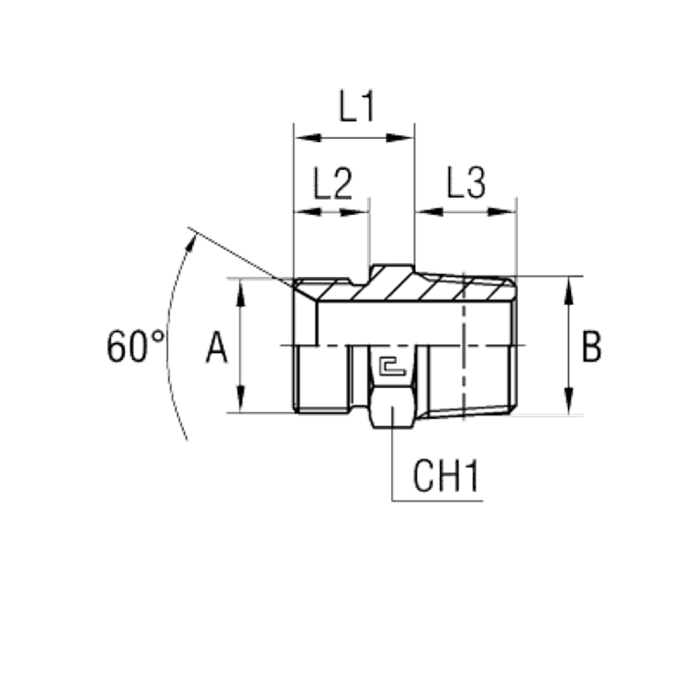 Штуцер FC BSP 3/8" NPT 1/2"