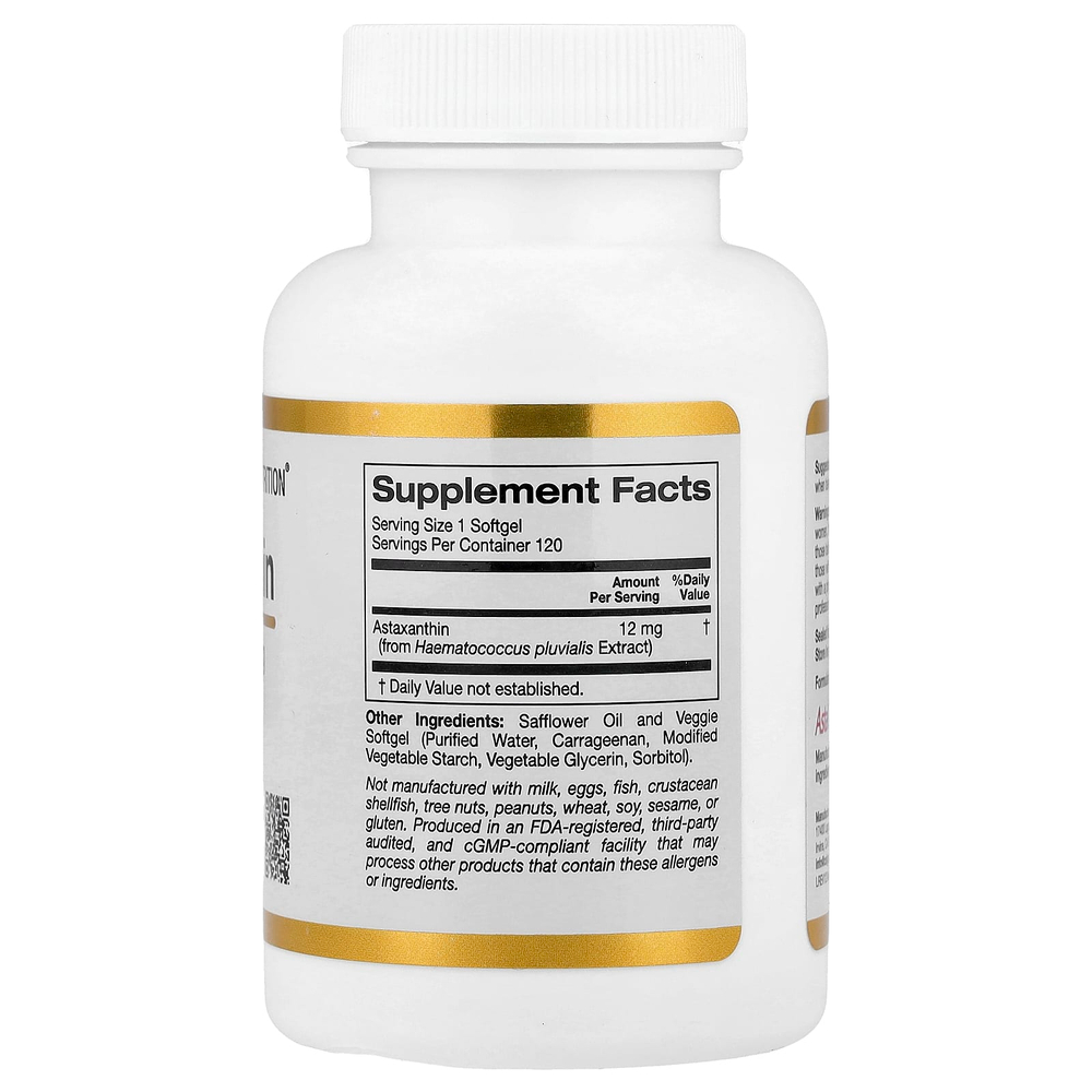 California Gold Nutrition, чистый исландский астаксантин Astalif®, 12 мг, 120 растительных капсул