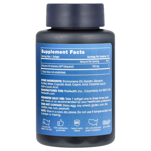 ProHealth Longevity, Убихинол коэнзим Q-10, 100 мг, 60 мягких таблеток