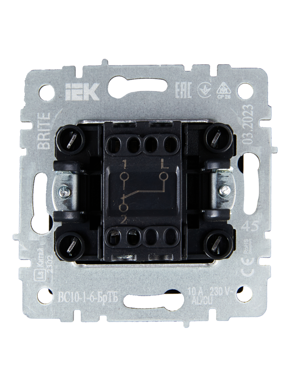 BRITE Выключатель 1-клавишный проходной 10А ВС10-1-6-БрТБ темная бронза IEK