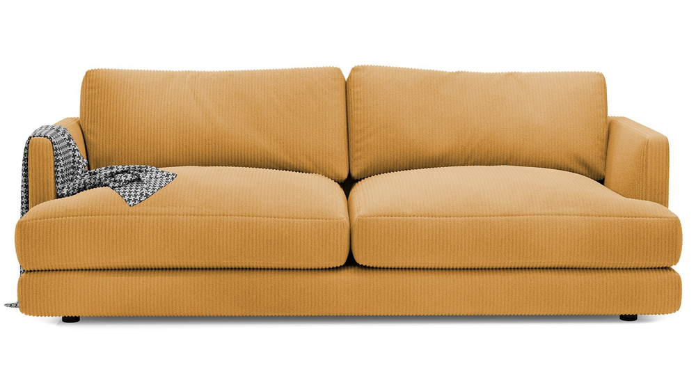 Диван Ибица Cilium Umber 215*116*93 см, Желтый Вельвет Еврокнижка Фиеста