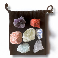 Чакровый набор коллекционных камней. Горный хрусталь, солнечник, красная яшма, цитрин, кварцит, лазурит, аметист