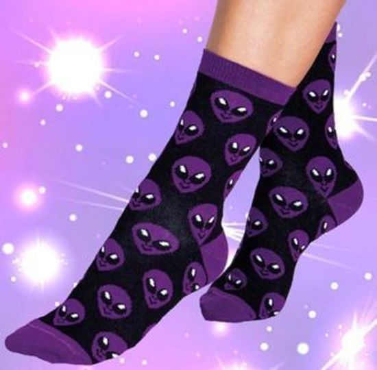Носки "НЛО - сиреневое вторжение" р-р 35-39 (черный, сиреневый)