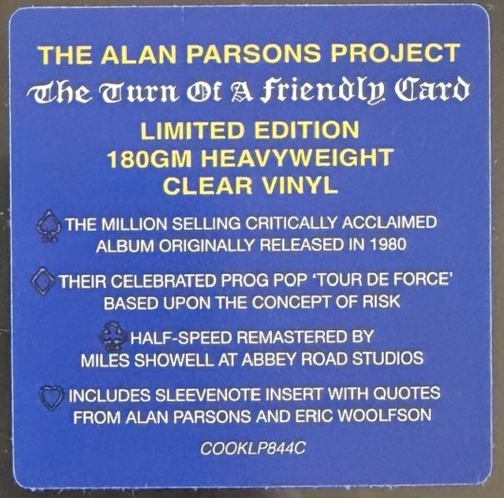 The Alan Parsons Project / The Turn Of A Friendly Card (Clear Vinyl)(Limited Edition)(LP)