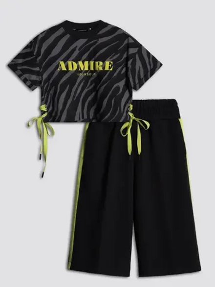 Летний костюм для девочки, футболка и кюлоты